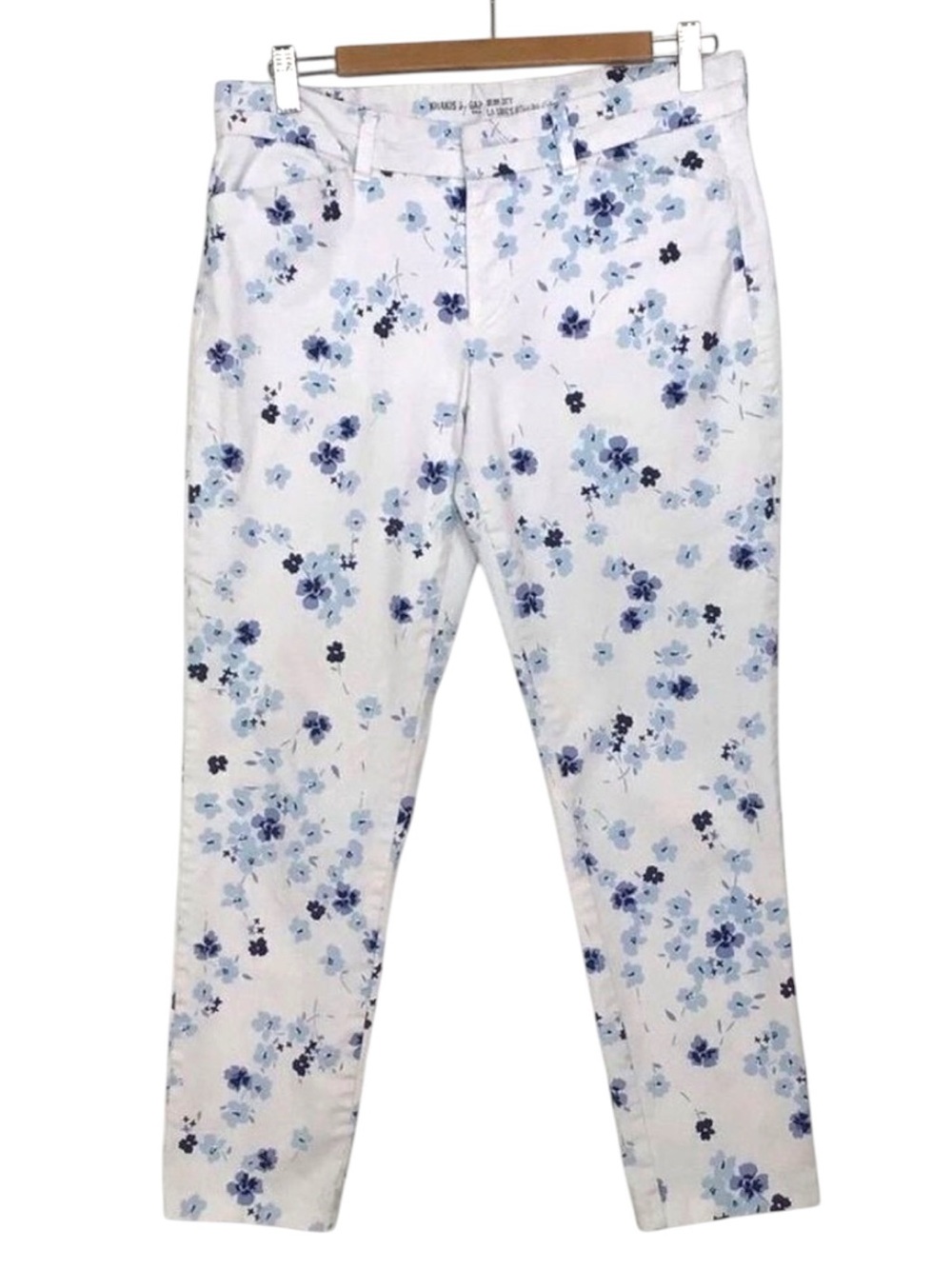 GAP Khakis crop ankle pants slim city white and blue liberty floral chino Pixi 8